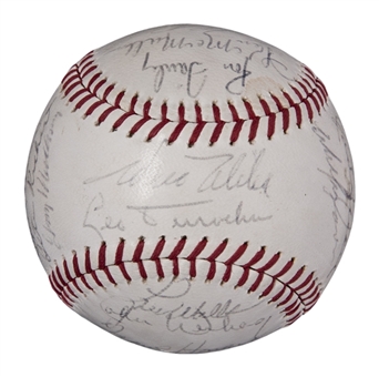 1964 Los Angeles Dodgers Team Signed Baseball With 25 Signatures Including Alston, Durocher, Koufax & Wills (Beckett)